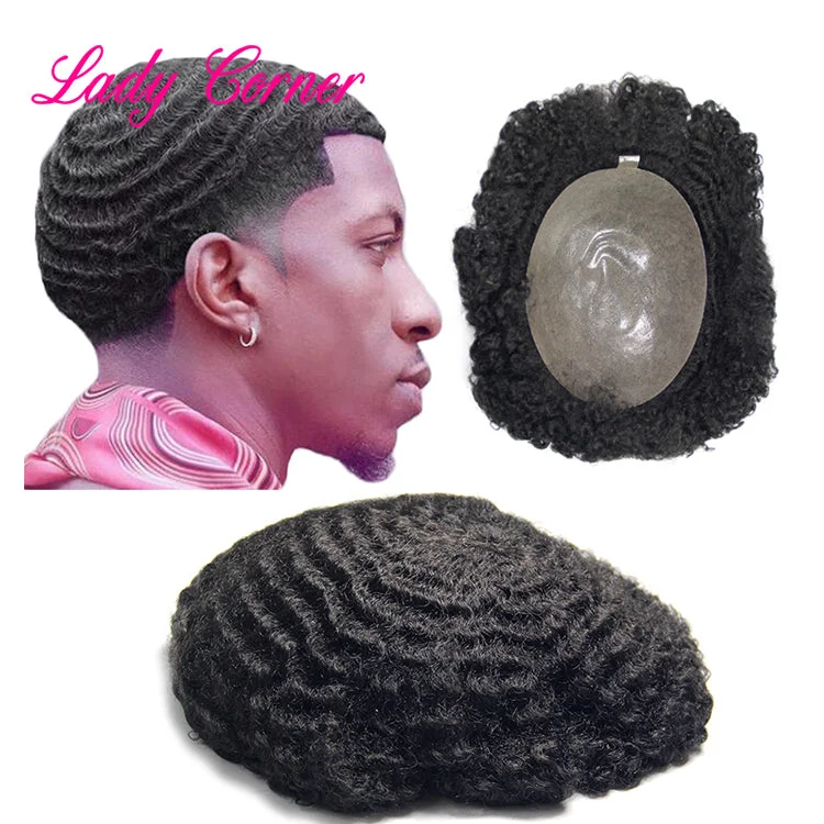 100% Virgin Human Hair Men Toupee With Transparent All Skin PU Thin Skin Toupee 360 Weave