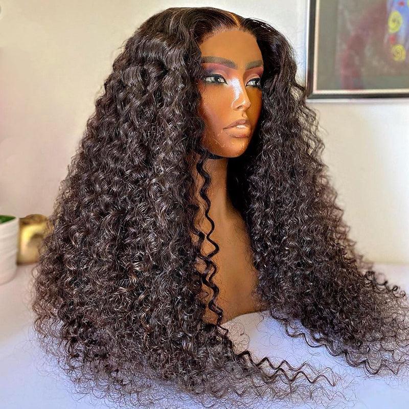 13x4 13x6 Brazilian Kinky Curly Transparent Lace Frontal Human Hair Wigs Preplucked