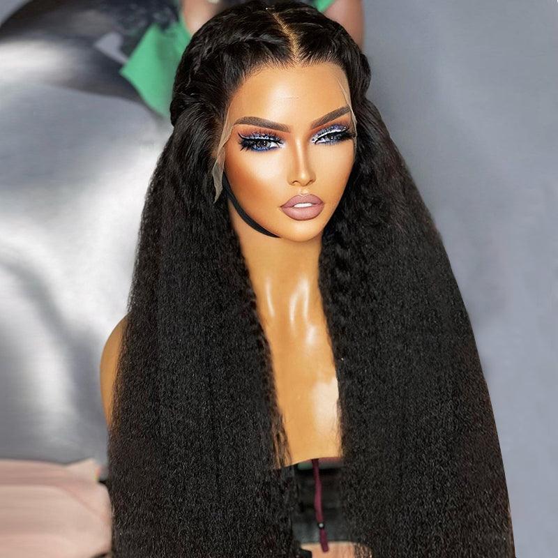 13x4 13x6 Brazilian Kinky Straight Lace Front Human Hair Wigs for Women Preplucked