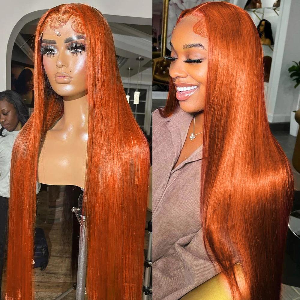 #350 Ginger Orange Colored 13x4 Lace Front Wig Human Hair Brazilian Straight