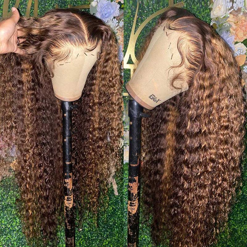 #4/27 Highlight Wig Curly 13x4 Lace Front Human Hair Wigs