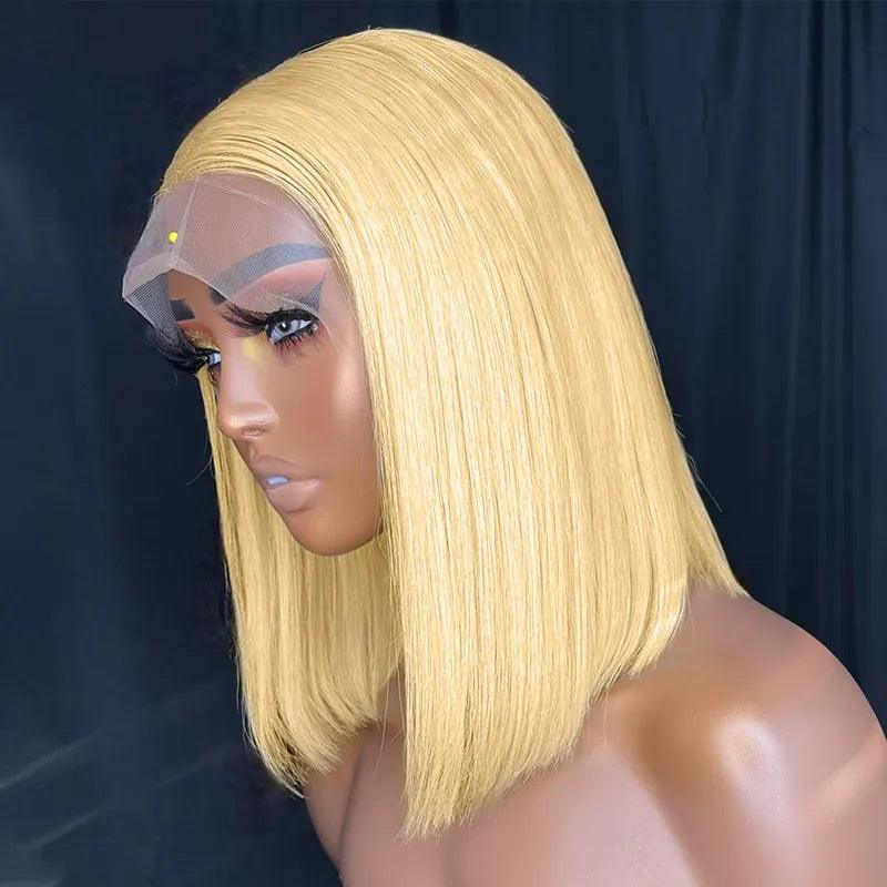 4x4/13x4 Lace Wig #613 Blonde Bob Wig Brazilian Straight Human Hair Wigs