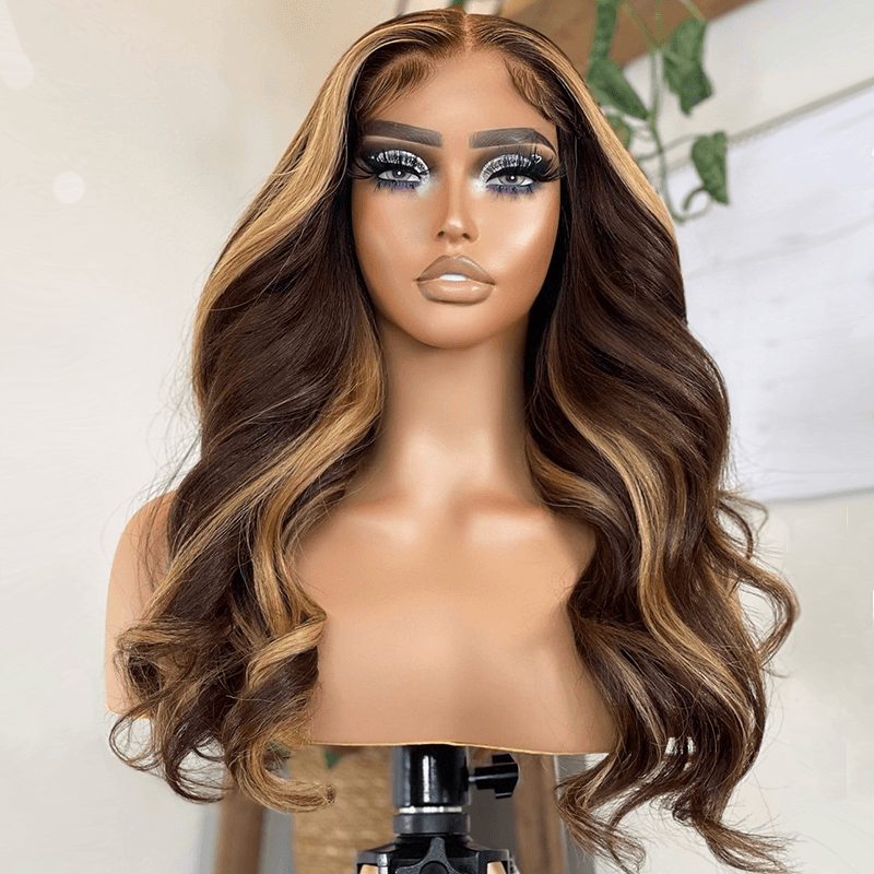 7x5 Glueless Wig Human Hair Ready To Wear Highlight Wig Human Hair Body Wave