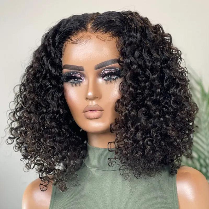 5x5 Real HD Lace Closure Wig Bob Curly Wave Virgin Human Hair