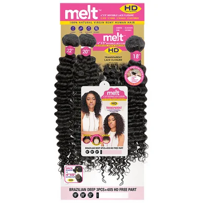 BRAZILIAN DEEP HUMAN HAIR 3 PK WITH CLOSURE