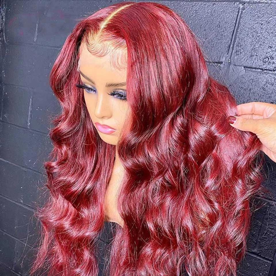 Burg/99J Colored 13x4 Lace Front Human Hair Wigs Brazilian Body Wave