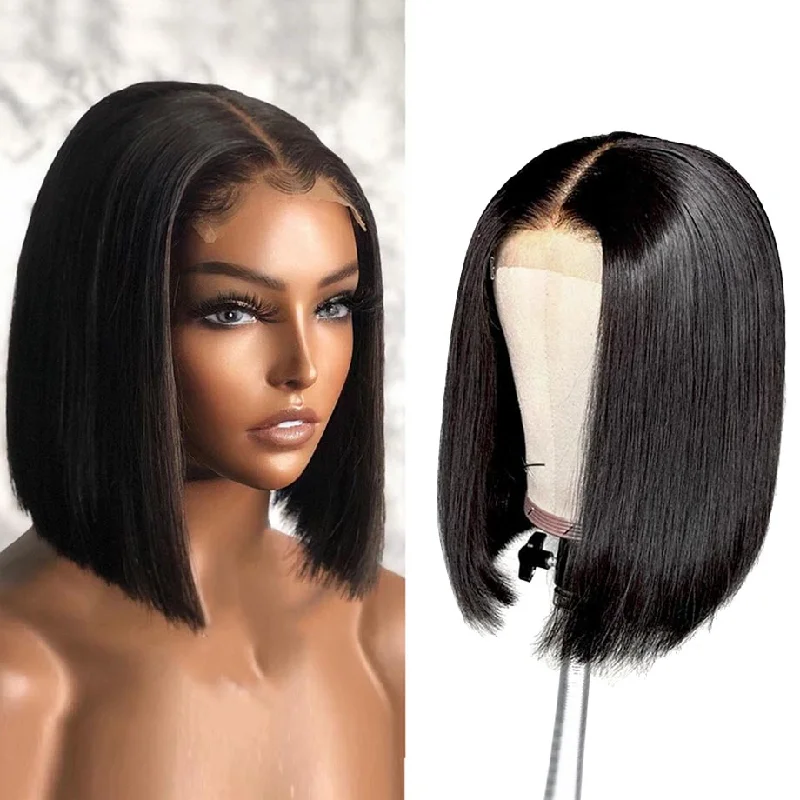 cheap bone straight HD lace Front bob Wigs for black women curly Human Hair lace frontal wig cuticle aligned bob wigs