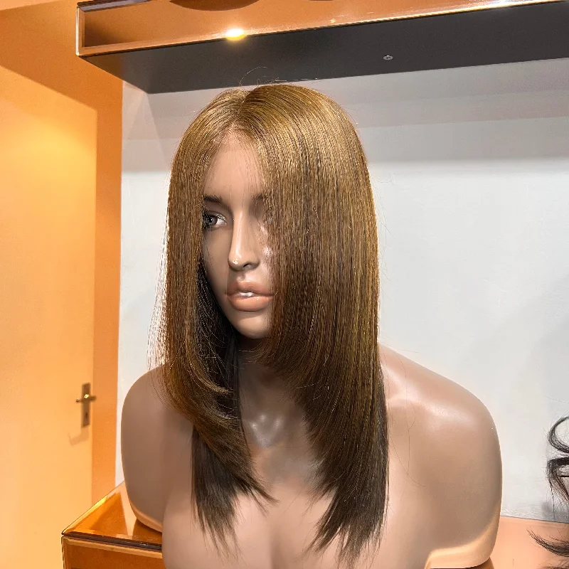 Colour #4 AMBER - 16" inch Silky Straight (Cut & Styled) Frontal Lace Wig - Lace Cut EX-DISPLAY (£130 off)