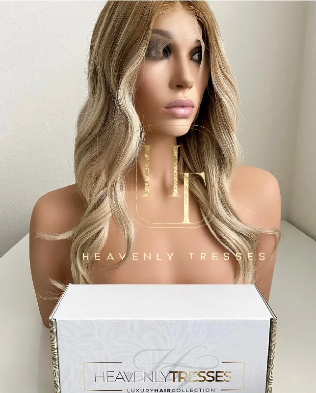 European Wig: Bronde Rooting w/ Light Golden Blonde Balayage - "Kenya"