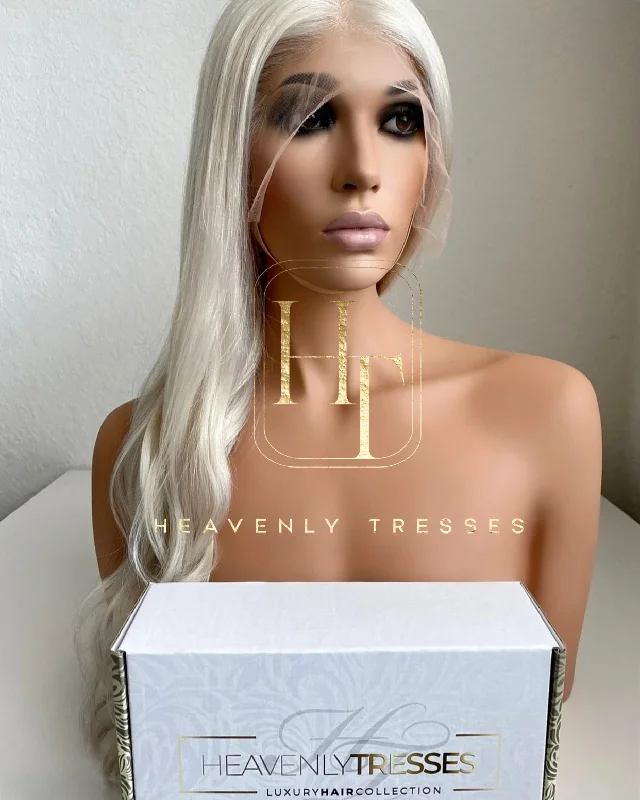 European Wig: Ice White Platinum Blonde Natural Straight - "Ava"