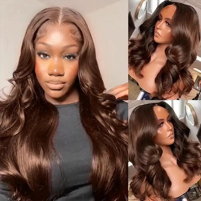 7x5 Glueless Upgraded Bleached Knots Chocolate Brown Wig Body Wave Human Hair