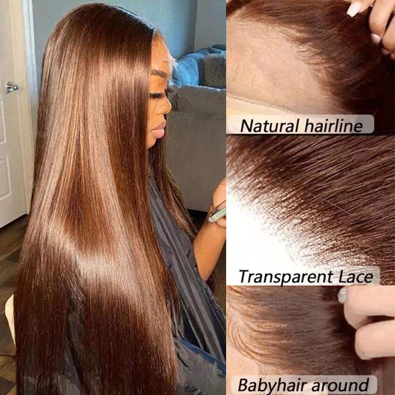 Glueless Wig Wear Go Wig 9X6 Max Parting Chocolate Brown Colored Straight Human Hair Wigs