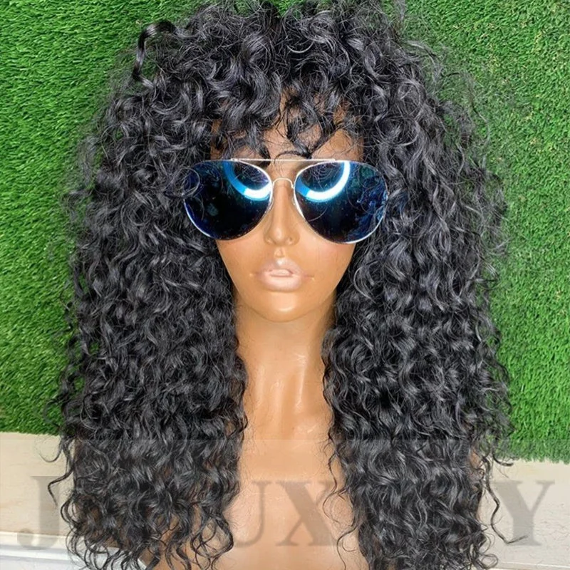 Indian virgin human hair lace front wigs for black women HD transparent full lace deep wave curly hair lace wig