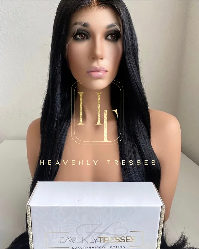 Custom Lace Wig: Natural Straight Jet Black - "Nia" [Made-to-Order]