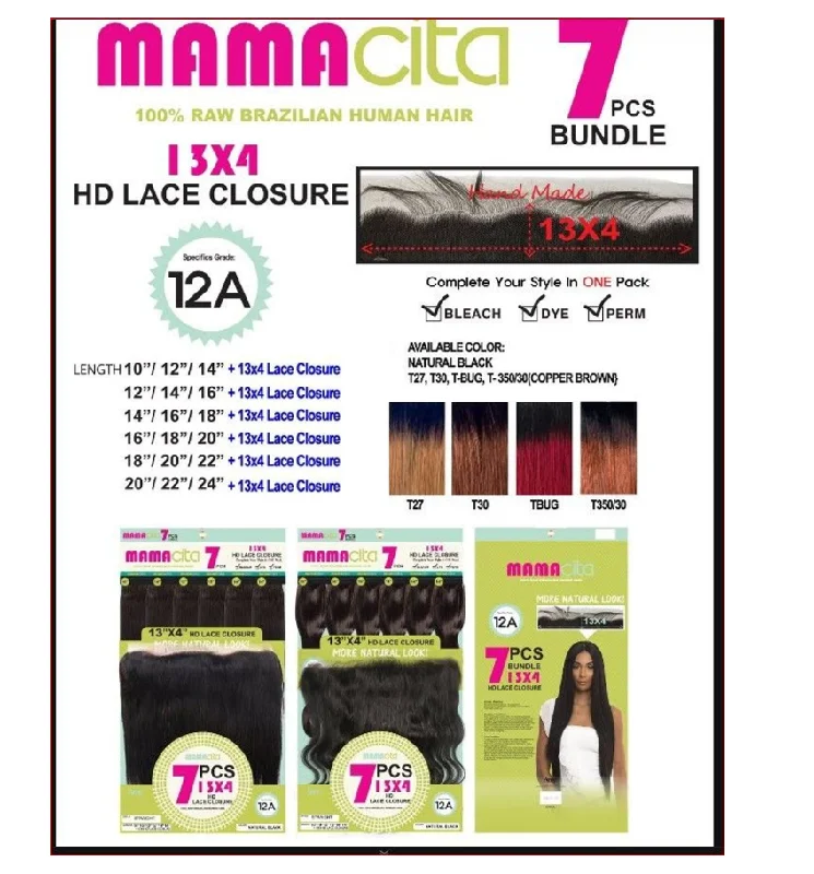 7 PCS BRAZILIAN HUMAN HAIR BUNDLE & 13X4 HD LACE CLOSURE