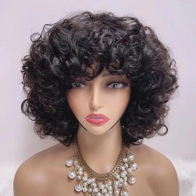 Natural Glueless Modern Bouncy Curly Wig Wear Go Brazilian Human Hair