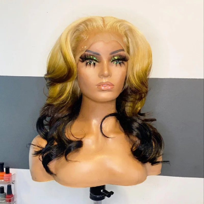 New Arrival Hot Selling Peruvian Human Hair Transparent Lace Front Wigs 3T Color Body Wave Wig With Baby Hair