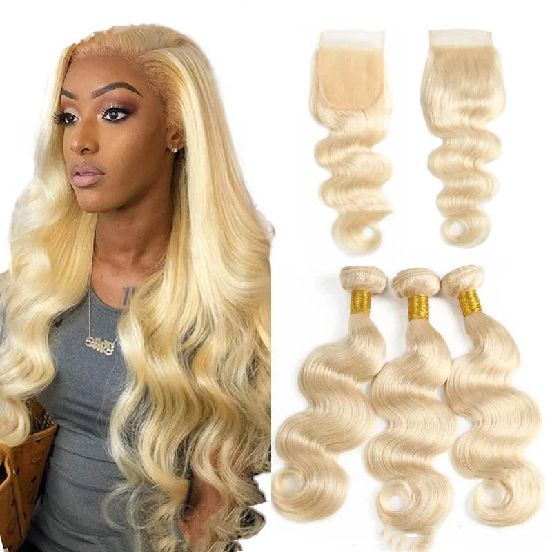 Ocean wigs 13 years factory Body Wave 613 Blonde  Color Virgin Hair Bundles In Stock  blonde human hair weave #613 blonde human hair weave body wave