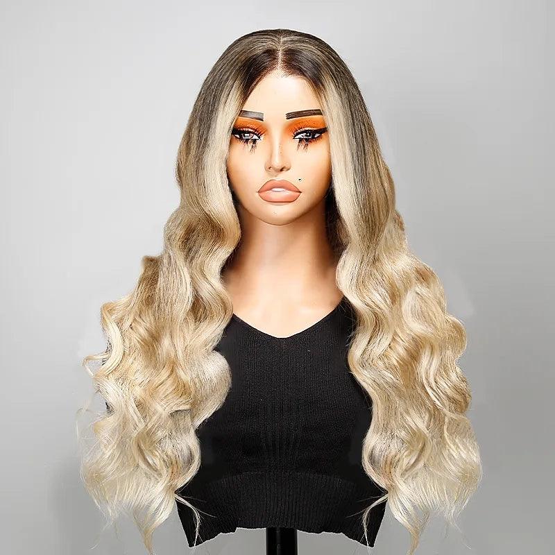 13x4 Styling Designer Wig Color Ombre blonde Ocean Wave Human Hair