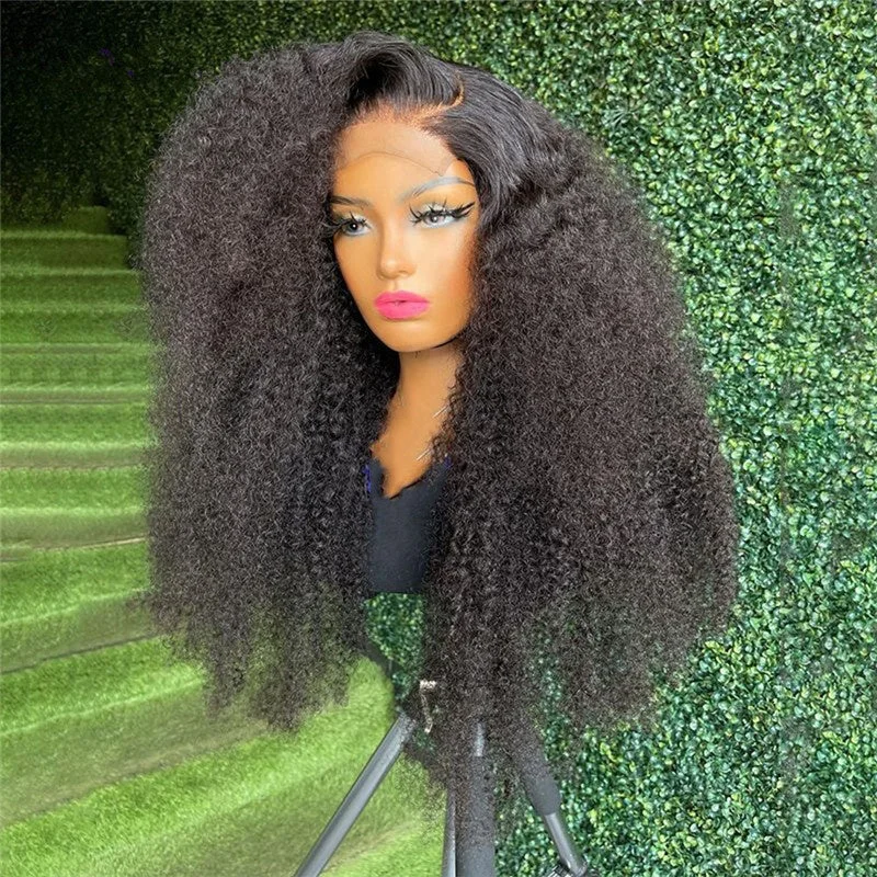 Original Afro Kinky Curly 400% High Density Full Cuticle Aligned Human Hair HD Lace Frontal Closure Wigs