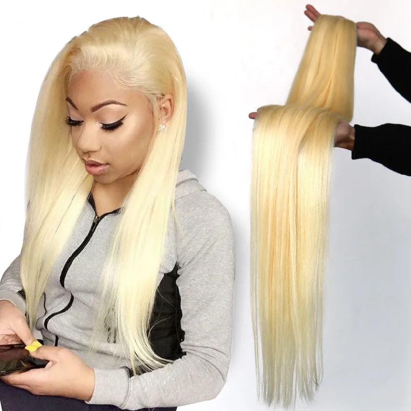 Single donor 10A grade Silk Straight raw 613 hair Vrigin human hair bundles cheap blonde hair weave