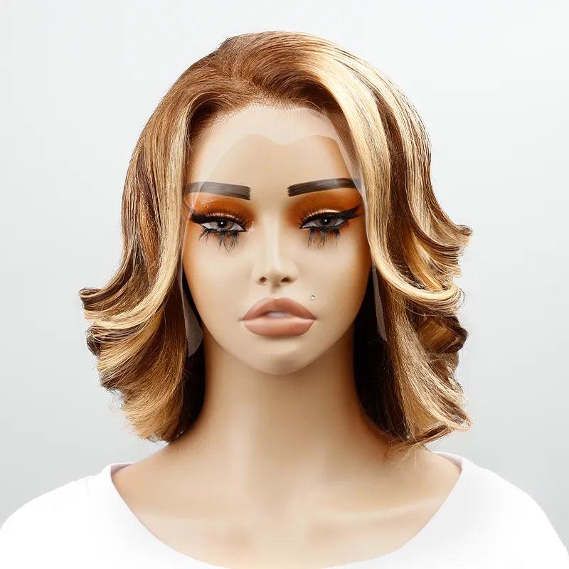 13x4 Straight Highlight Lace Front Bob Wig Human Hair 200% Density