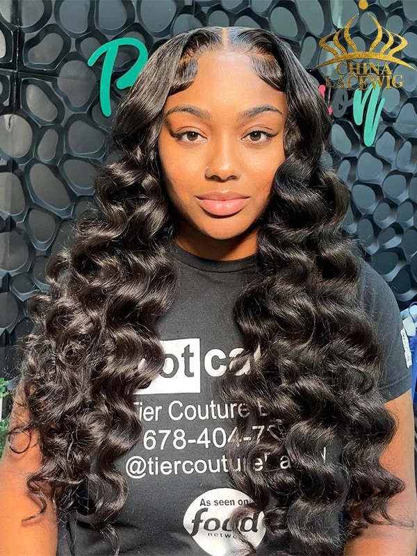 Chinalacewig Undetectable HD Lace Loose Wave Lace Front Wig With Pre-plucked Hairline NCF095