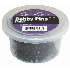 SOFT N STYLE BOBBY PINS 2 IN BLACK 100 PINS SNS-100BK