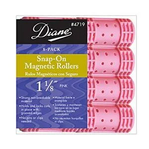 DIANE SNAP-ON MAG ROLLERS PINK 1 1/8 IN.- 8 C