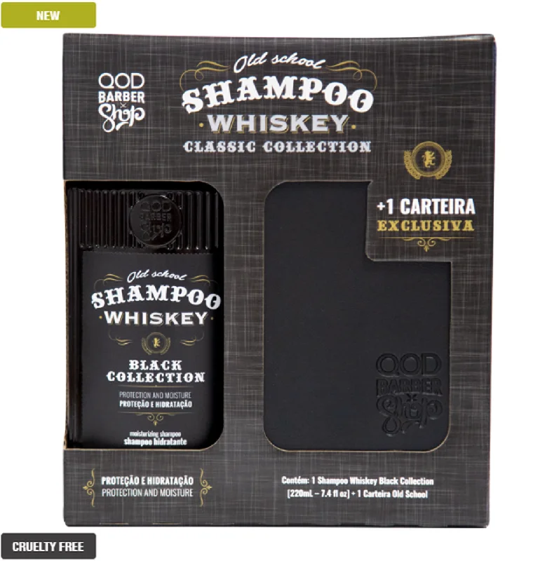 Old School Whiskey Shampoo 220ML + Wallet Barber Hair Men's Treatment - QOD