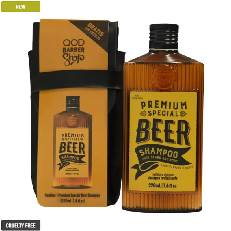 Special Premium Beer Shampoo 220ML + Case Barber Men's Treatment Kit - QOD