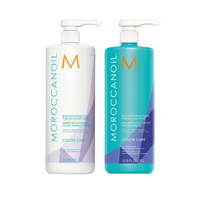 MoroccanOil Blonde Perfecting Shampoo and Conditioner Liter Duo