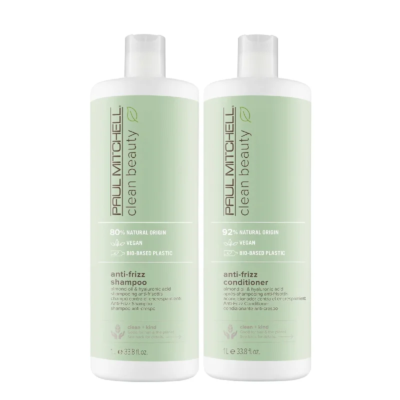 Paul Mitchell Clean Beauty Anti-Frizz Shampoo and Conditioner Liter Duo