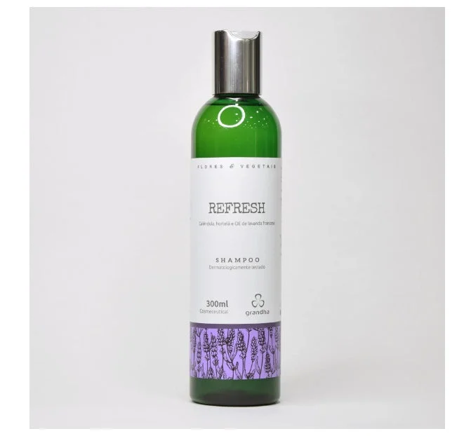 Refresh Oily Fragile Hair Treatment Lavender Mint Marigold Vegan Shampoo 300ml - Grandha