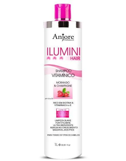 Vitamin Shampoo Biotin Ilumini Hair Strawberry Champagne Treatment 1L - Anjore